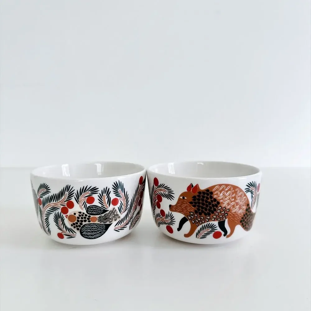 MERIMEKKO OIVA KETUNMARJA BOWLS SET OF 2 RED FOX